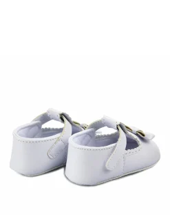 Prenatal Scarpine E Calze-Scarpine In Finta Pelle Bianca Con Fiocchetto