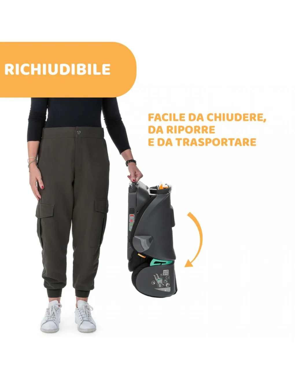 Chicco Gruppo 36 Kg-Seggiolino Auto Fold&Go I-Size Black -