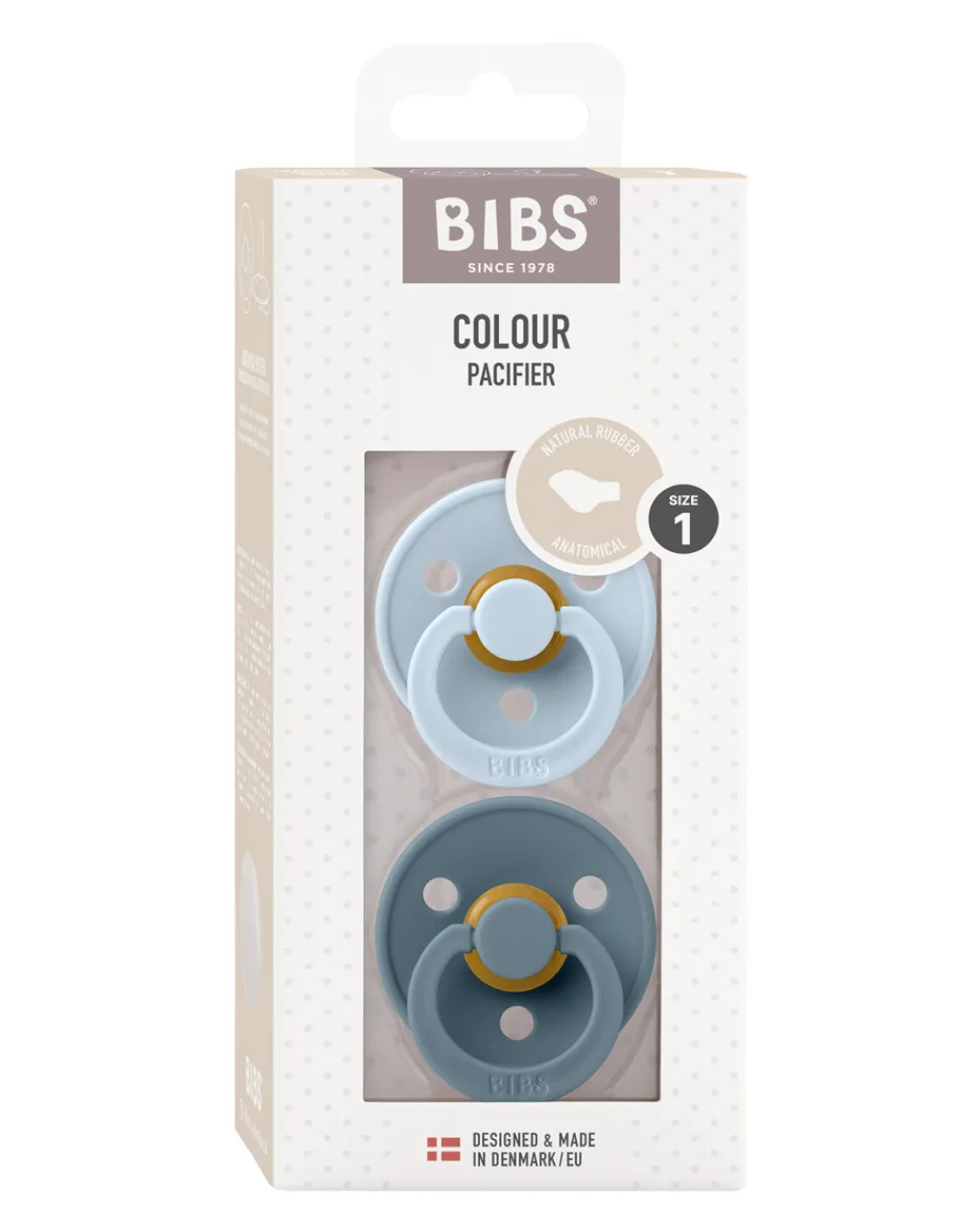 BIBS Succhietti-Set 2 Ciucci Tettarella Anatomica In Gomma Naturale 6/18 Mesi - Colore Baby Blue E Petrolio -