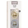 BIBS Succhietti-Set 2 Ciucci Tettarella Anatomica In Gomma Naturale 0/6 Mesi - Colore Vaniglia E Cloud -