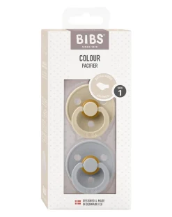 BIBS Succhietti-Set 2 Ciucci Tettarella Anatomica In Gomma Naturale 0/6 Mesi - Colore Vaniglia E Cloud -