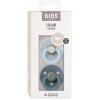 BIBS Succhietti-Set 2 Ciucci Tettarella Anatomica In Gomma Naturale 0/6 Mesi - Colore Baby Blue E Petrolio -