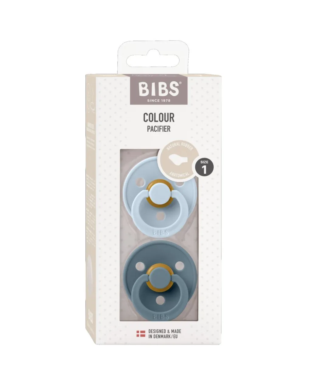 BIBS Succhietti-Set 2 Ciucci Tettarella Anatomica In Gomma Naturale 0/6 Mesi - Colore Baby Blue E Petrolio -