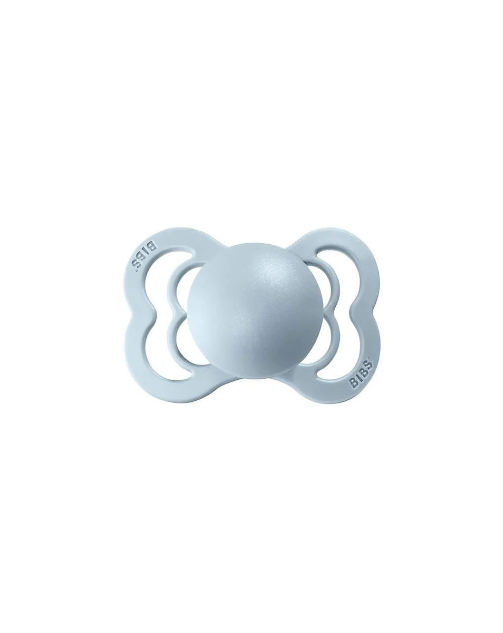 BIBS Succhietti-Set 2 Ciucci Tettarella Simmetrica In Gomma Naturale 6/18 Mesi - Colore Iron E Baby Blue -