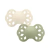 BIBS Succhietti-Set 2 Ciucci Tettarella Simmetrica In Silicone 0/6 Mesi - Colore Avorio/Salvia -
