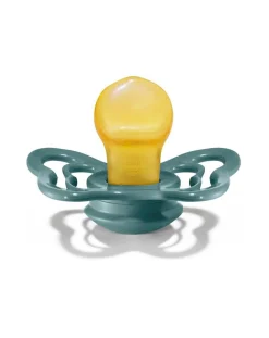 BIBS Succhietti-Set 2 Ciucci Tettarella Simmetrica In Gomma Naturale 6/18 Mesi - Colore Island Sea E Verde Salvia -