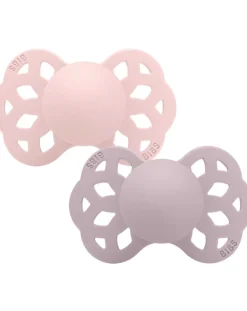 BIBS Succhietti-Set 2 Ciucci Tettarella Simmetrica In Silicone 6/18 Mesi - Colore Blossom/Dusky Lilac -