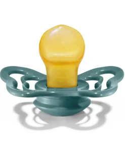 BIBS Succhietti-Set 2 Ciucci Tettarella Simmetrica In Gomma Naturale 0/6 Mesi - Colore Island Sea E Verde Salvia -