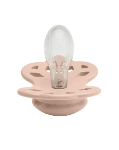 BIBS Succhietti-Set 2 Ciucci Tettarella Simmetrica In Silicone 6/18 Mesi - Colore Avorio/Rosa Cipria -