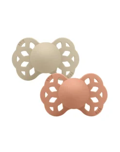 BIBS Succhietti-Set 2 Ciucci Tettarella Simmetrica In Silicone 6/18 Mesi - Colore Vaniglia/Pesca -