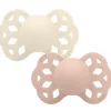 BIBS Succhietti-Set 2 Ciucci Tettarella Simmetrica In Silicone 0/6 Mesi - Colore Avorio/Rosa Cipria -