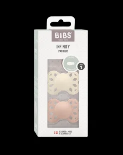 BIBS Succhietti-Set 2 Ciucci Tettarella Simmetrica In Silicone 0/6 Mesi - Colore Avorio/Rosa Cipria -
