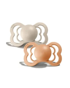 BIBS Succhietti-Set 2 Ciucci Tettarella Simmetrica In Gomma Naturale 6/18 Mesi - Colore Vaniglia E Pesca -