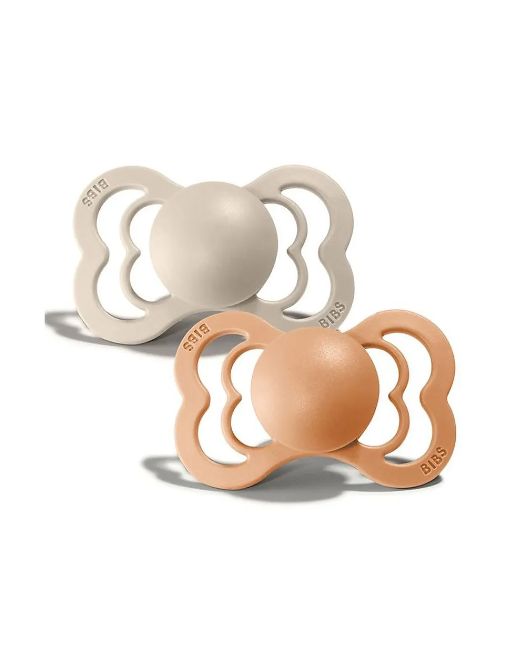 BIBS Succhietti-Set 2 Ciucci Tettarella Simmetrica In Gomma Naturale 6/18 Mesi - Colore Vaniglia E Pesca -