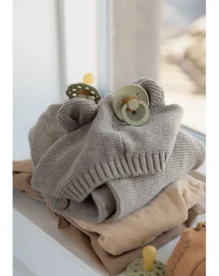 BIBS Succhietti-Set 2 Ciucci Tettarella Tonda In Gomma Naturale 6/18 Mesi - Colore Khaki E Dusty Blue -
