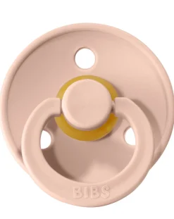 BIBS Succhietti-Set 2 Ciucci Tettarella Tonda In Gomma Naturale 0/6 Mesi - Colore Woodchuck E Rosa Cipria -