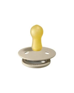 BIBS Succhietti-Set 2 Ciucci Tettarella Tonda In Gomma Naturale 0/6 Mesi - Colore Sunshine E Sabbia -