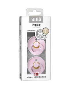 BIBS Succhietti-Set 2 Ciucci Tettarella Tonda In Gomma Naturale 6/18 Mesi - Colore Baby Pinke Baby Pink -