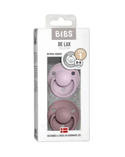 BIBS Succhietti-Set 2 Ciucci Tettarella Tonda In Gomma Naturale 0/6 Mesi - Colore Lilla Chiaro E Heather -