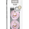BIBS Succhietti-Set 2 Ciucci Tettarella Tonda In Gomma Naturale 0/6 Mesi - Colore Baby Pinke Baby Pink -