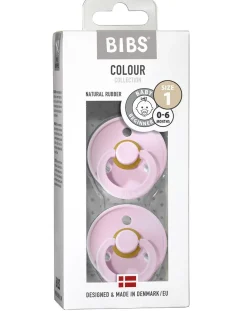 BIBS Succhietti-Set 2 Ciucci Tettarella Tonda In Gomma Naturale 0/6 Mesi - Colore Baby Pinke Baby Pink -