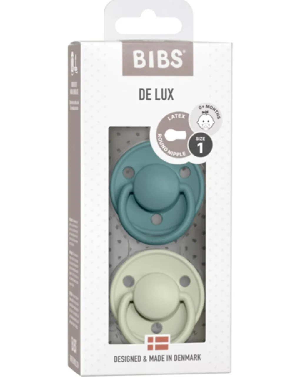 BIBS Succhietti-Set 2 Ciucci Tettarella Tonda In Gomma Naturale 0/6 Mesi - Colore Cloud E Steel Blue -