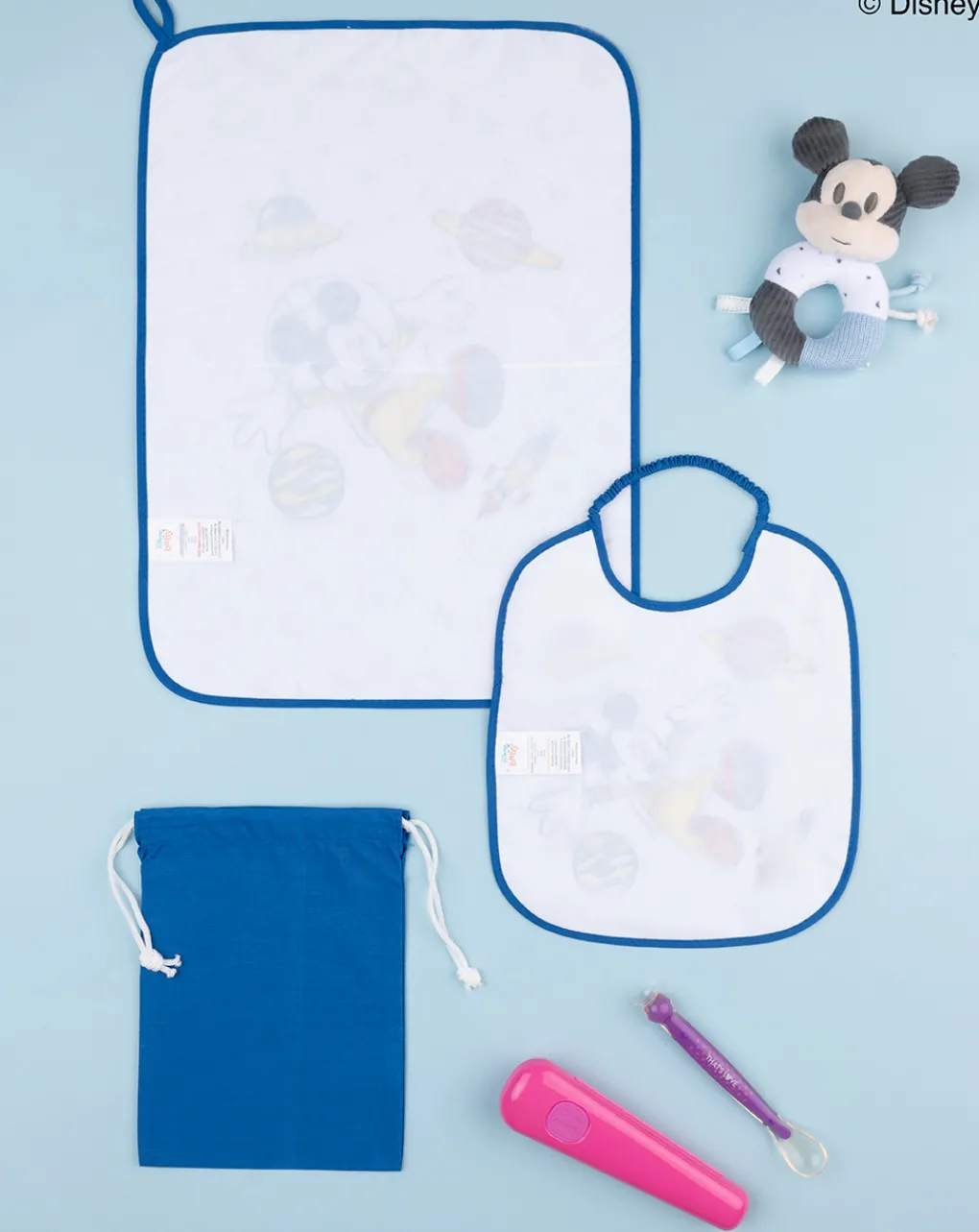 Prenatal Bavaglini-Set Asilo Bimbo "Mickey Mouse” Blu