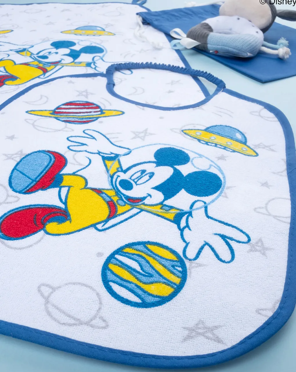 Prenatal Bavaglini-Set Asilo Bimbo "Mickey Mouse” Blu