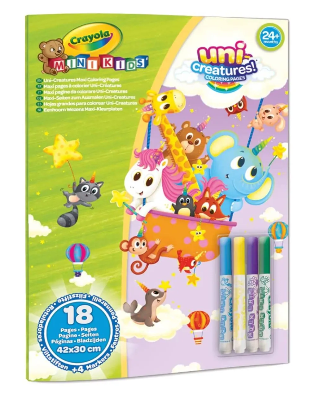 Crayola Giochi Creativi-Set Maxi Pagine Da Colorare Uni-Creatures E Pennarelli Lavabili - Mini Kids