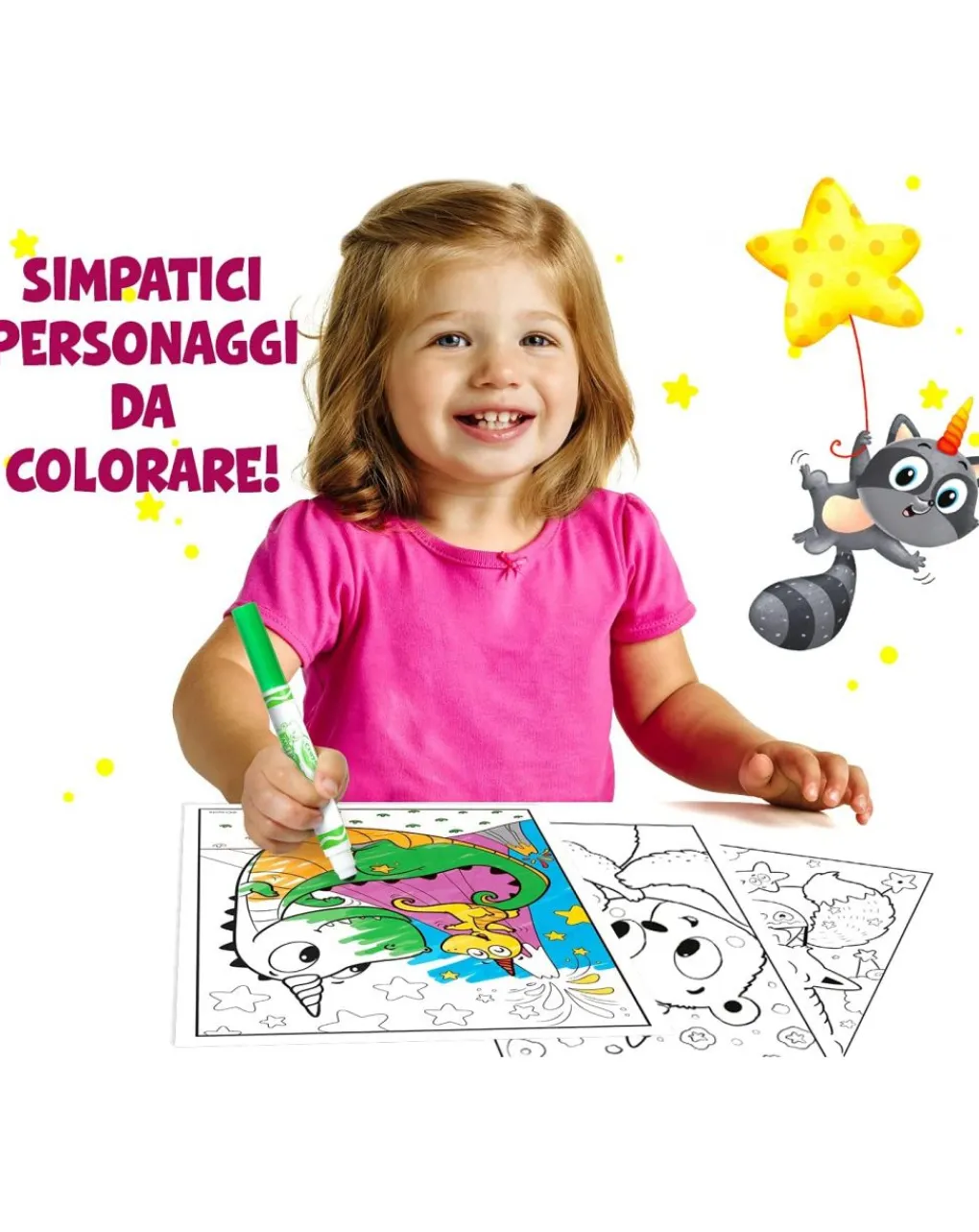 Crayola Giochi Creativi-Set Maxi Pagine Da Colorare Uni-Creatures E Pennarelli Lavabili - Mini Kids