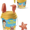 Cocomelon Secchielli E Giochi Mare-Set Secchiello Con Paletta Rastrello Formina + Innaffiatoio - Mondo