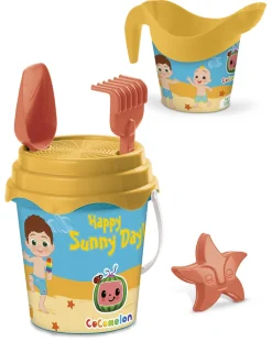 Cocomelon Secchielli E Giochi Mare-Set Secchiello Con Paletta Rastrello Formina + Innaffiatoio - Mondo