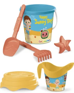 Cocomelon Secchielli E Giochi Mare-Set Secchiello Con Paletta Rastrello Formina + Innaffiatoio - Mondo