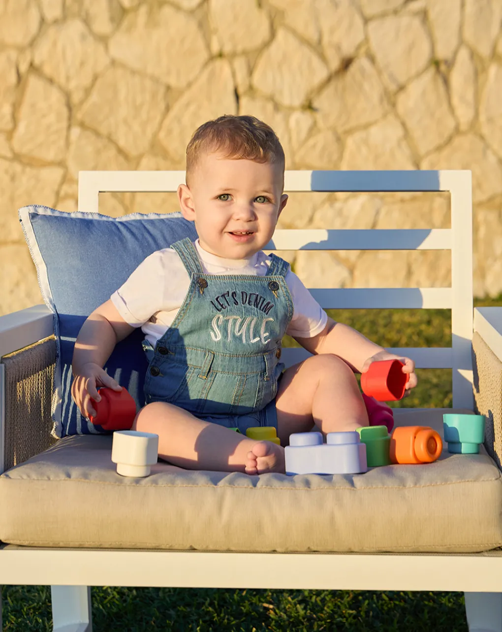 Prenatal Completi-Set T-Shirt + Salopette Bimbo Denim
