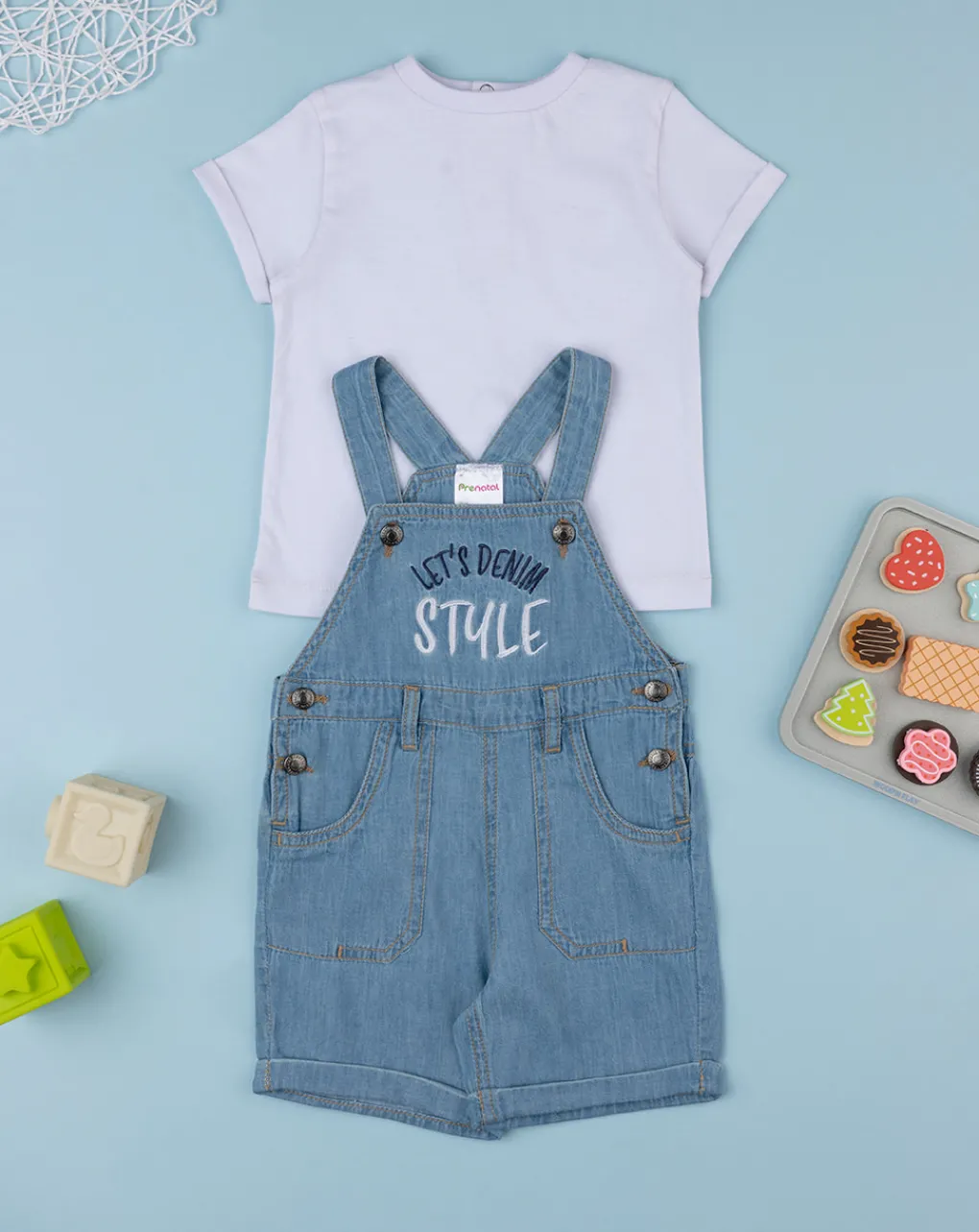 Prenatal Completi-Set T-Shirt + Salopette Bimbo Denim