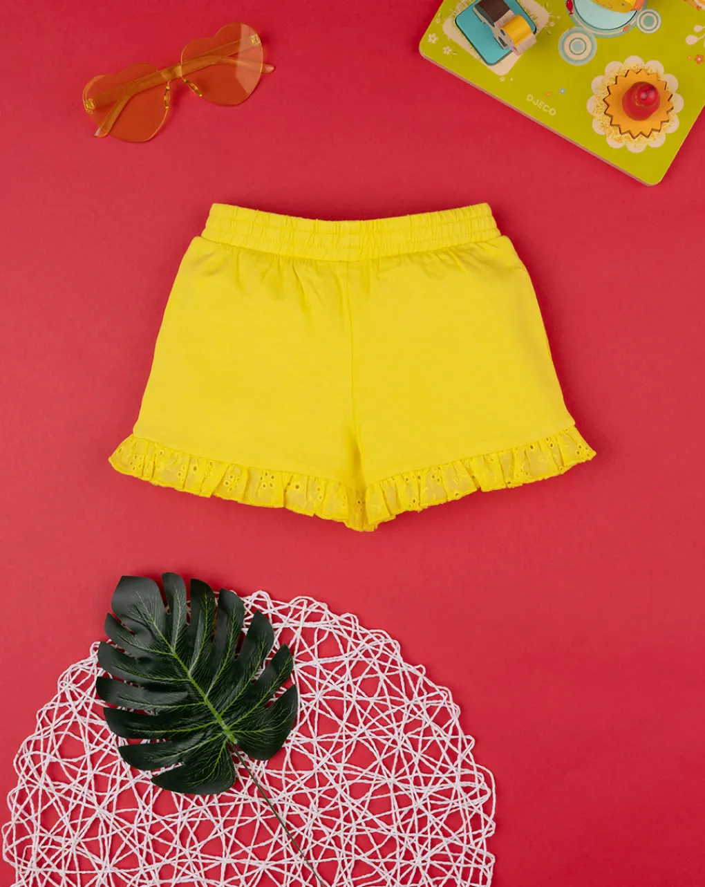 Prenatal Jeans Pantaloni E Salopette-Short Bimba French Terry Giallo