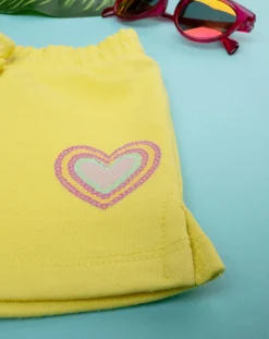 Prenatal Jeans Pantaloni E Salopette-Short Bimba French Terry Giallo Cuori