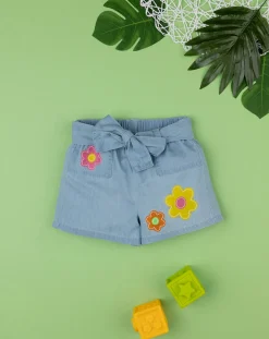 Prenatal Jeans Pantaloni E Salopette-Short Chambray Bimba "Fiori”