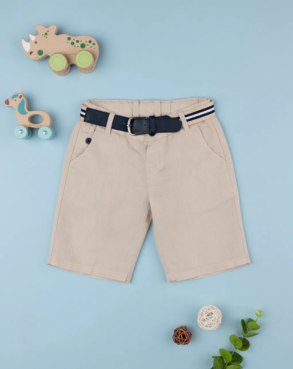 Prenatal Jeans Pantaloni E Salopette-Short Lino Bimbo Beige