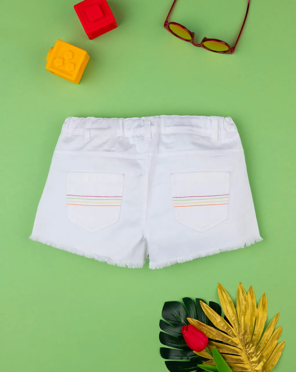 Prenatal Jeans Pantaloni E Salopette-Short Twill Bimba Bianco