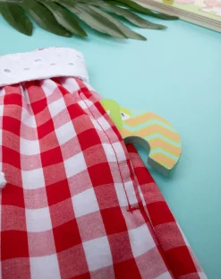 Prenatal Jeans Pantaloni E Salopette-Short Vichy Bimba Bianco/Rosso