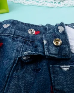 Prenatal Jeans Pantaloni E Salopette-Shorts Bambina Denim Scuro Cuori
