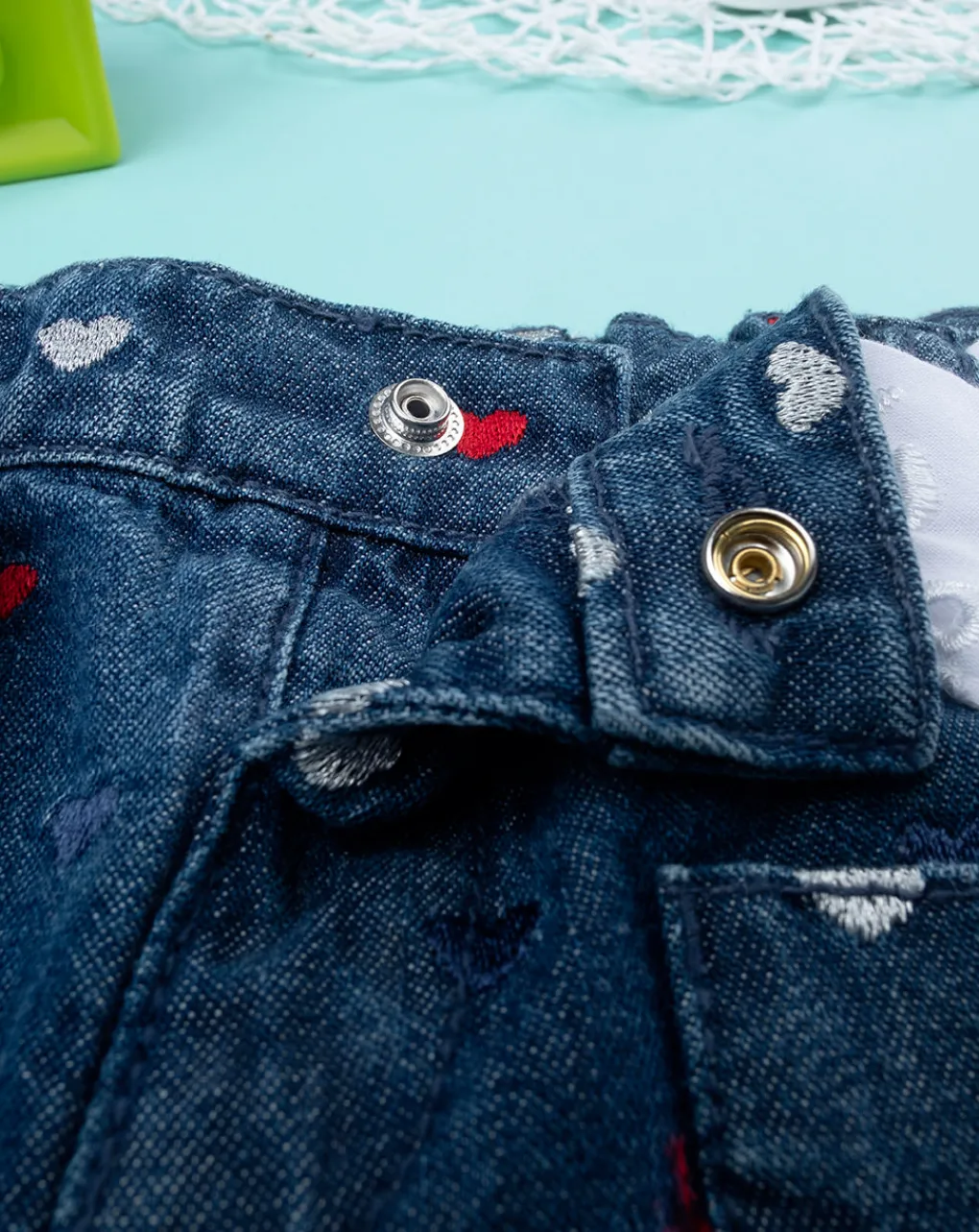Prenatal Jeans Pantaloni E Salopette-Shorts Bambina Denim Scuro Cuori