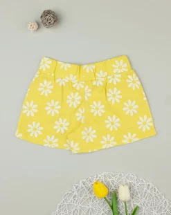Prenatal Jeans Pantaloni E Salopette-Shorts Bambina Giallo Allover Fiori