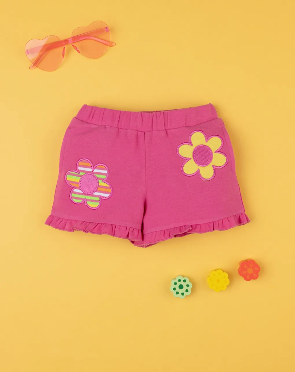 Prenatal Jeans Pantaloni E Salopette-Shorts Bimba Fucsia Patch Fiori