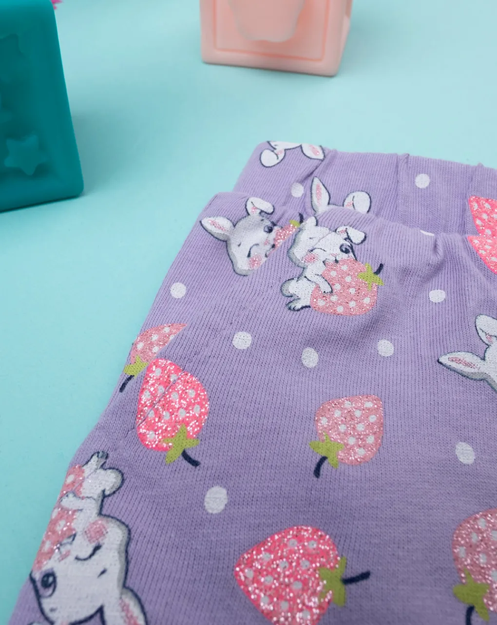 Prenatal Jeans Pantaloni E Salopette-Shorts Bimba Lilla Con Fantasia Allover