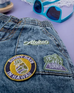 Prenatal Jeans Pantaloni E Salopette-Shorts Denim Bimbo Blu Con Patch