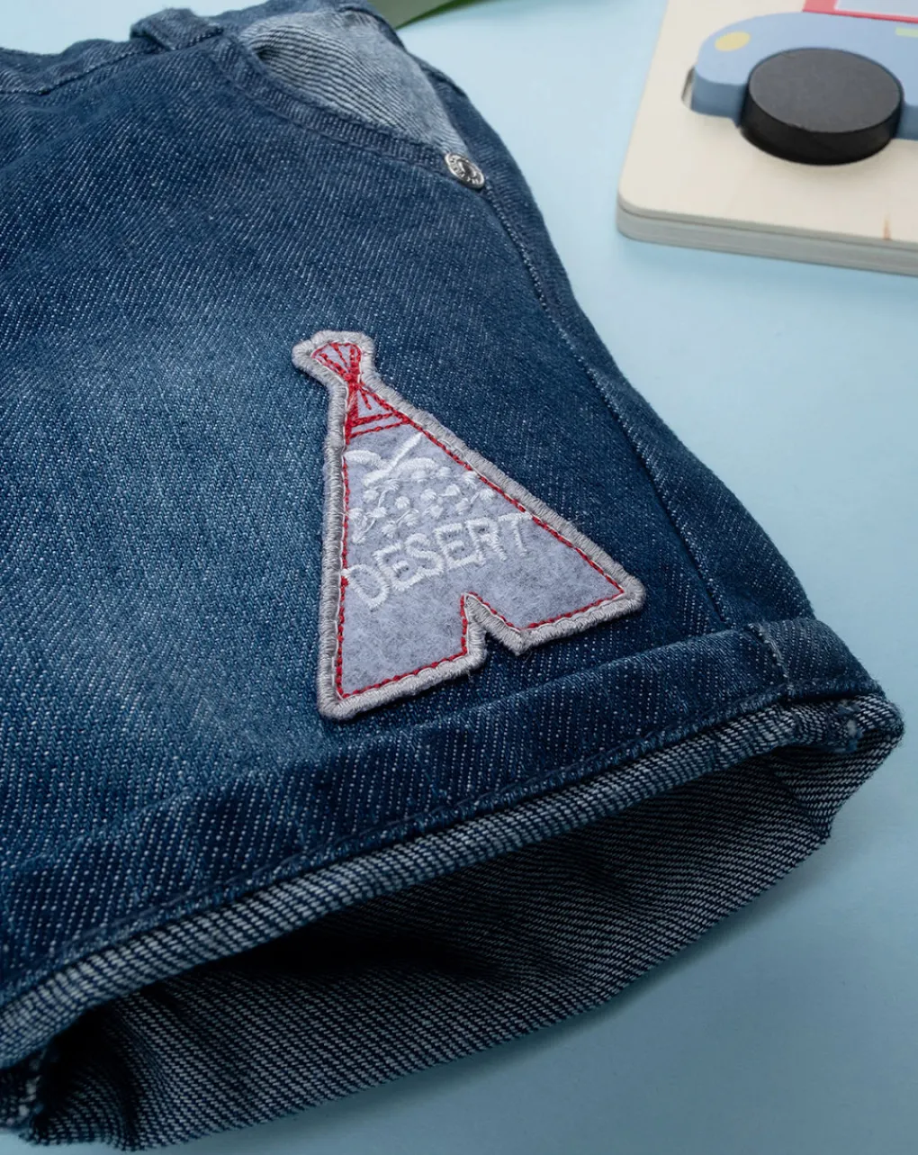 Prenatal Jeans Pantaloni E Salopette-Shorts Denim Bimbo Con Patch