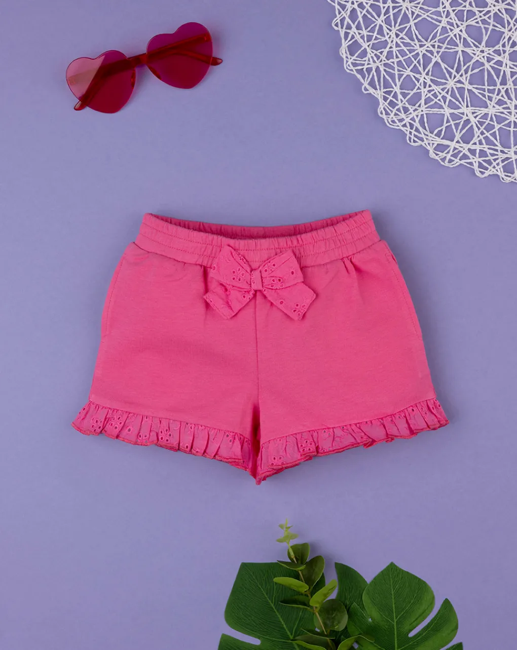 Prenatal Jeans Pantaloni E Salopette-Shorts Fucsia Bimba Con Sangallo