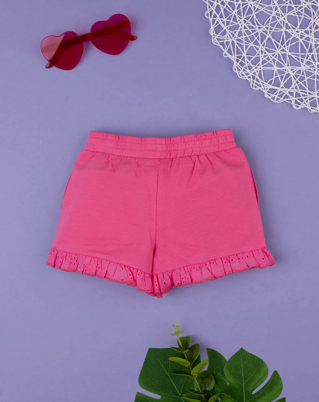 Prenatal Jeans Pantaloni E Salopette-Shorts Fucsia Bimba Con Sangallo